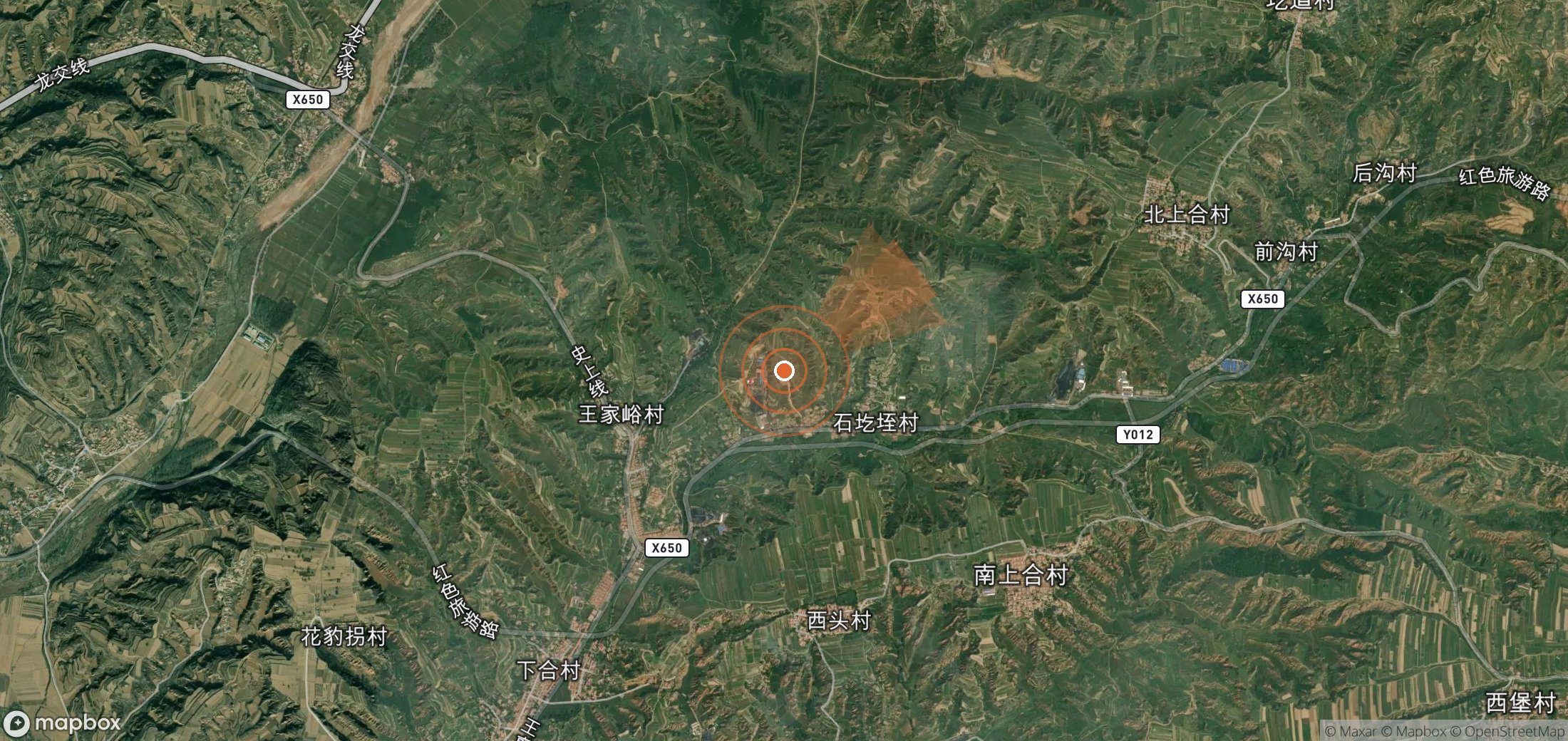 Satellite map of methane plume locations in China