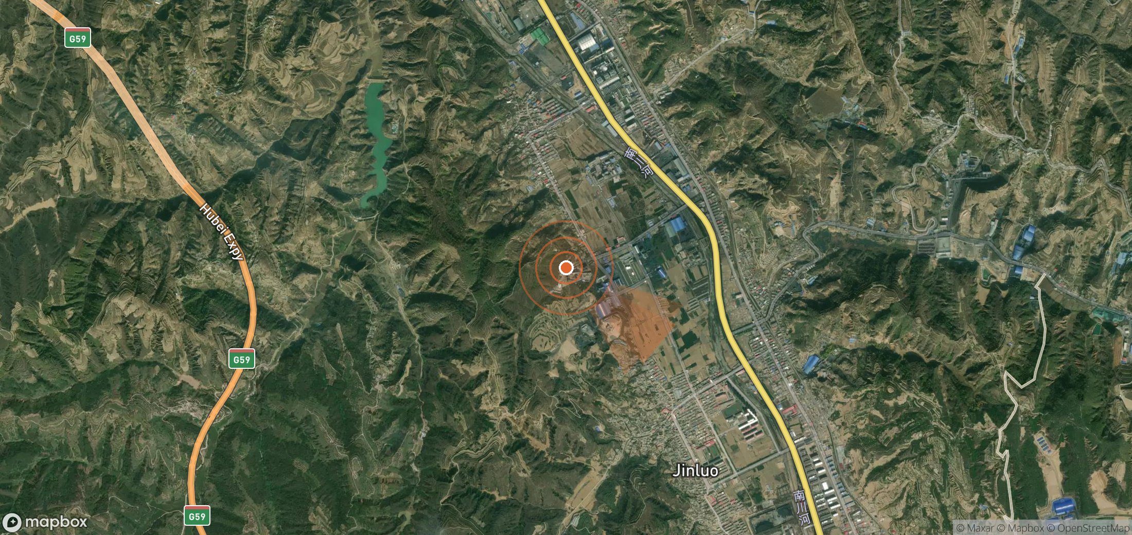 Satellite map of methane plume locations in China