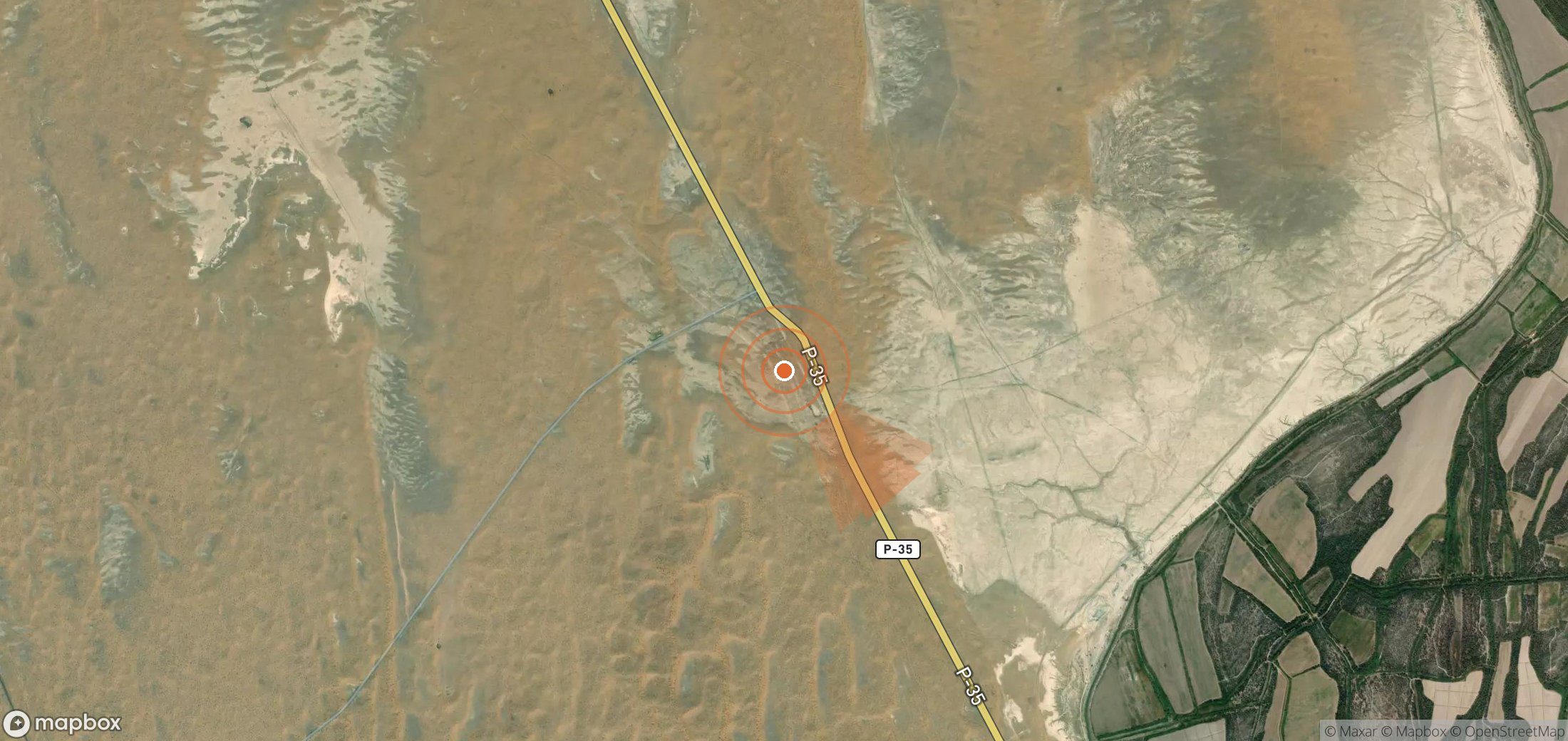 Satellite map of methane plume locations in Turkmenistan