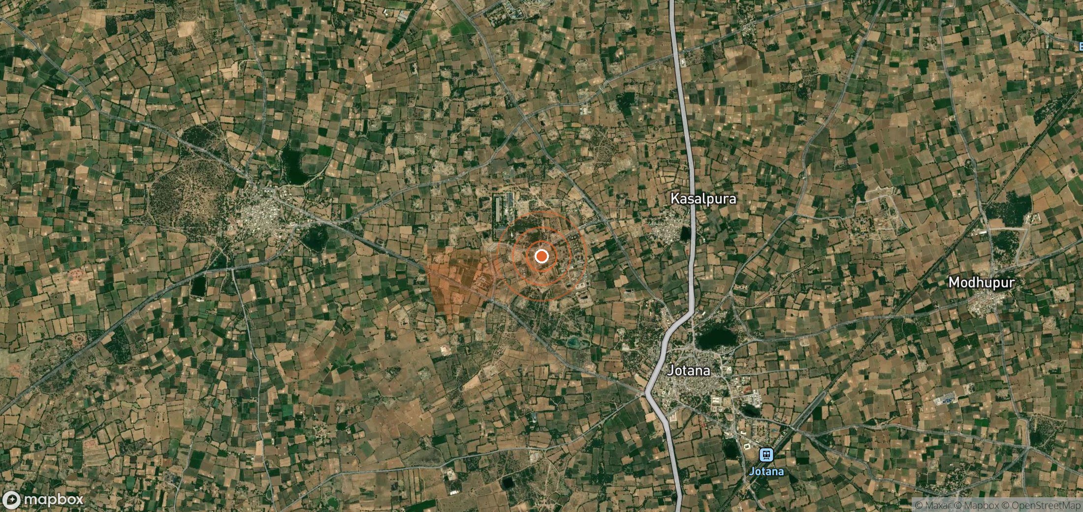 Mapa satelital de plumas de metano en India