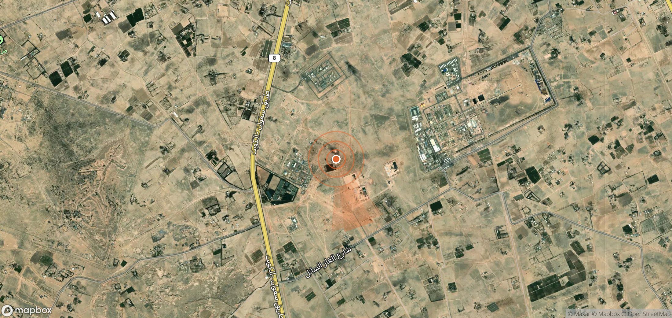 Mapa satelital de plumas de metano en Irak