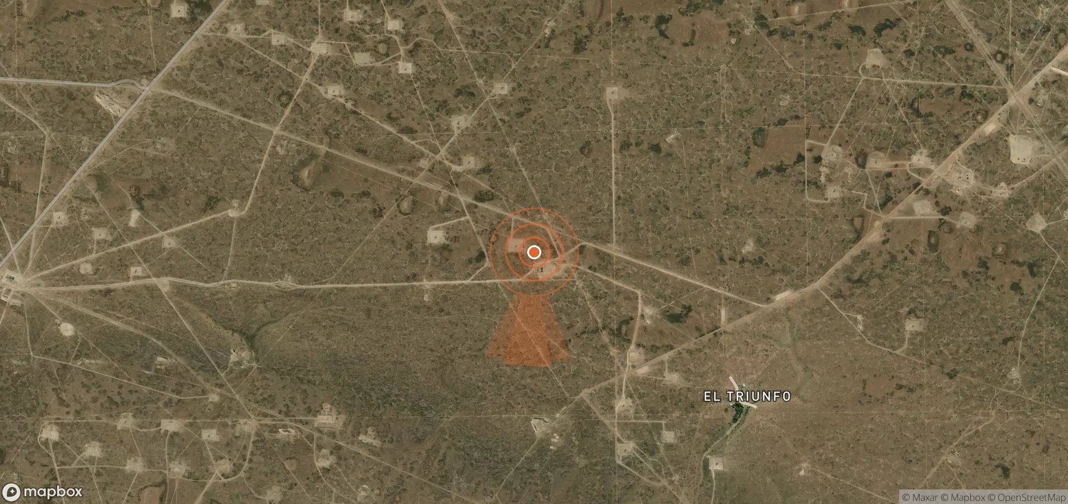 Satellite map of methane plume locations in Argentina