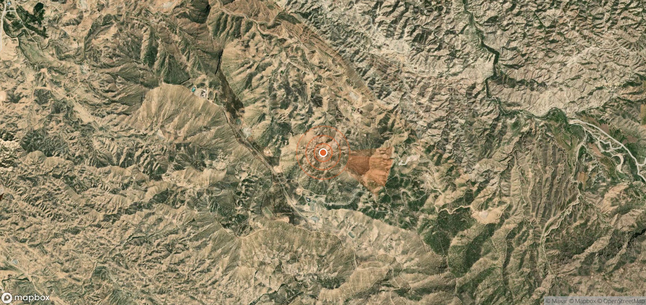 Satellite map of methane plume locations in Iran