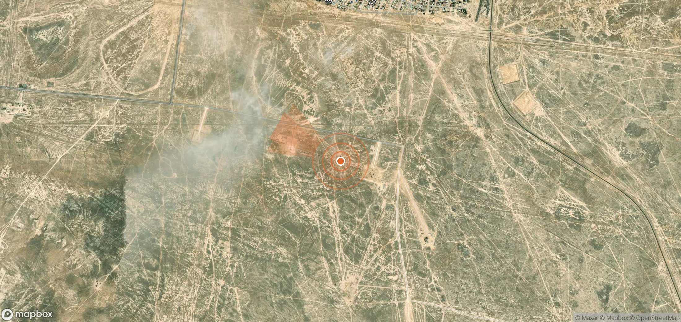 Mapa satelital de plumas de metano en Kazajistán