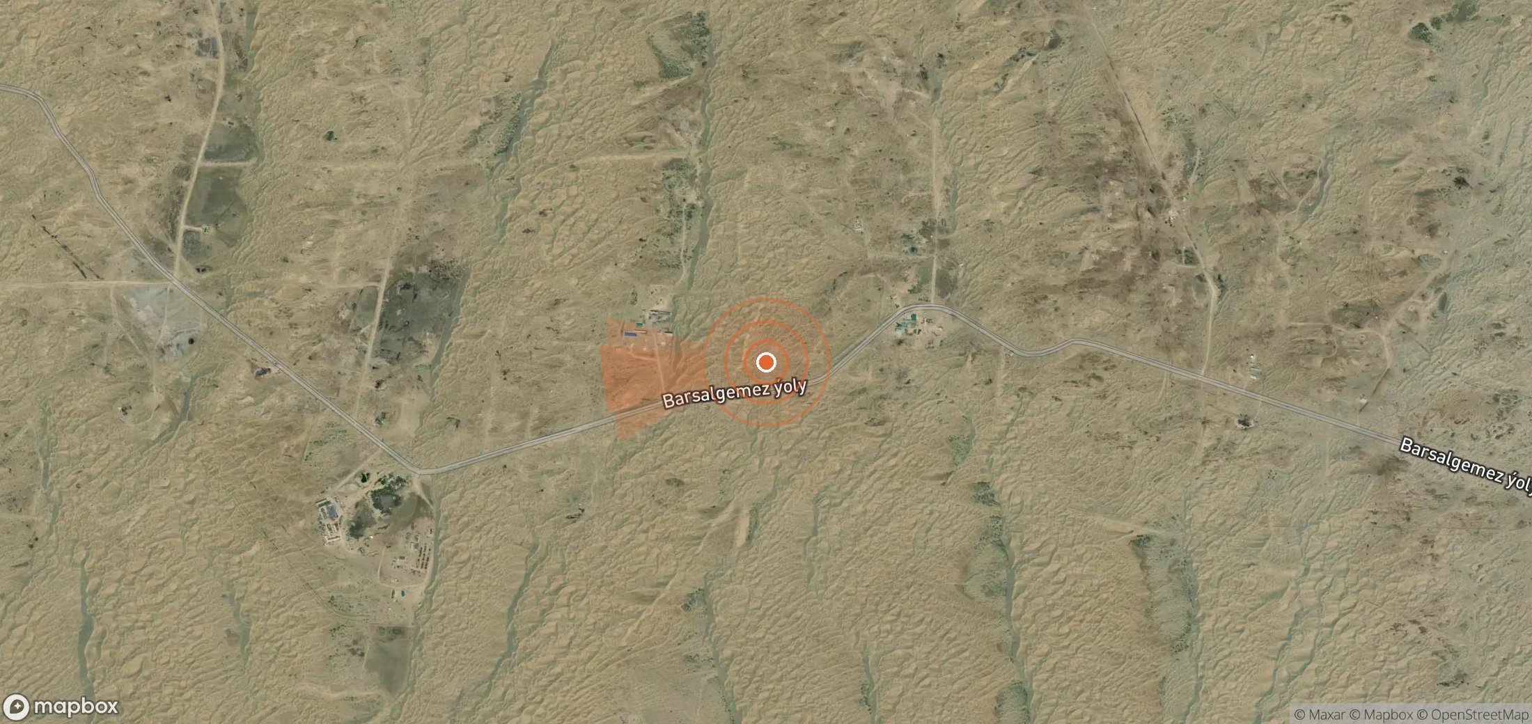 Satellite map of methane plume locations in Turkmenistan