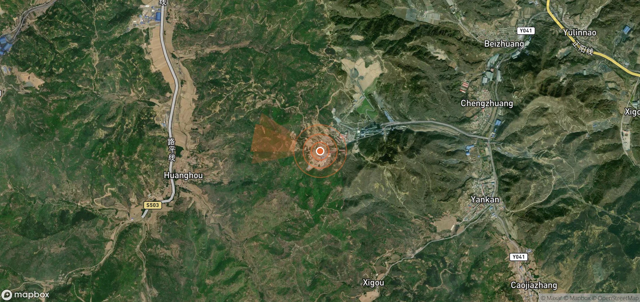 Satellite map of methane plume locations in China