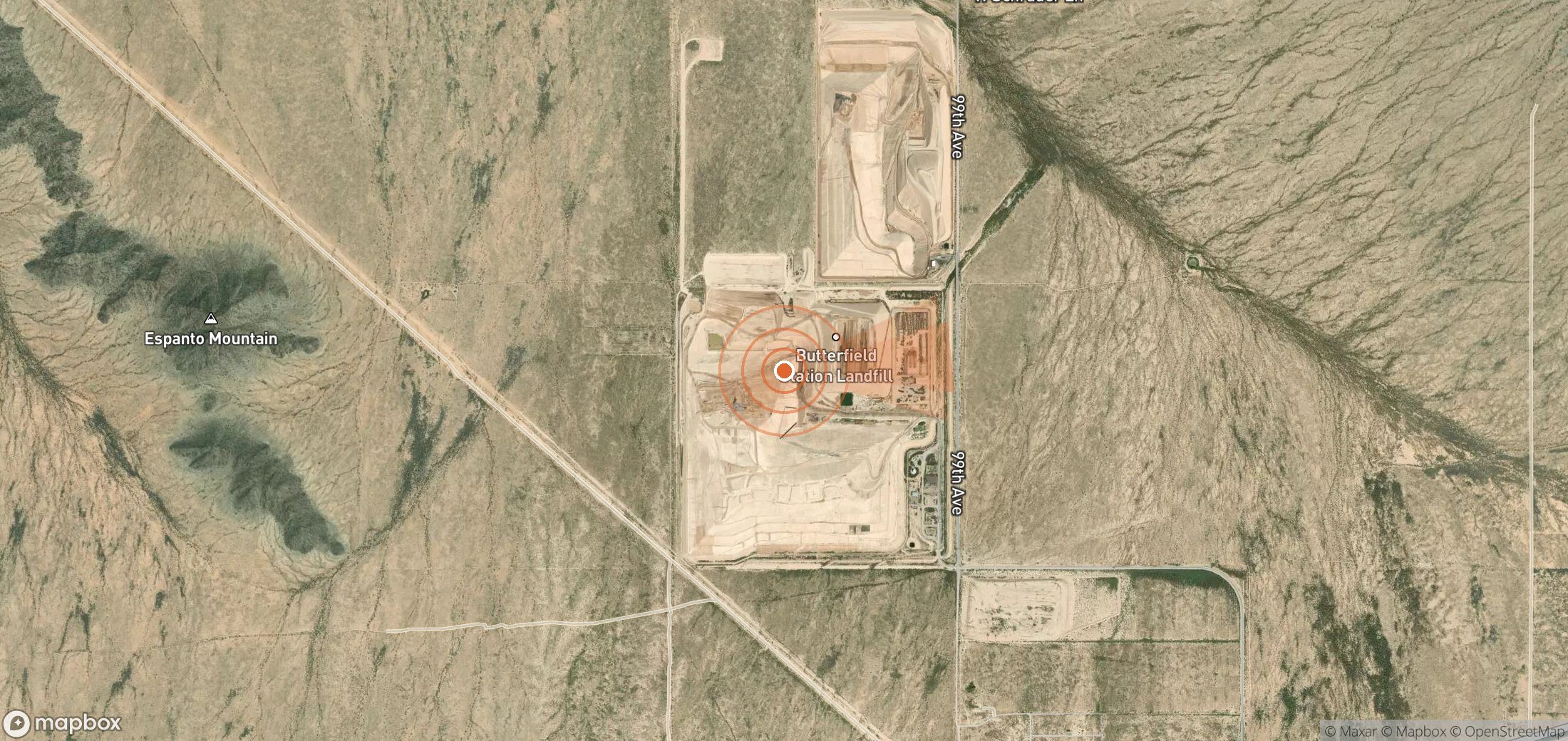 Satellite map of methane plume locations in United States
