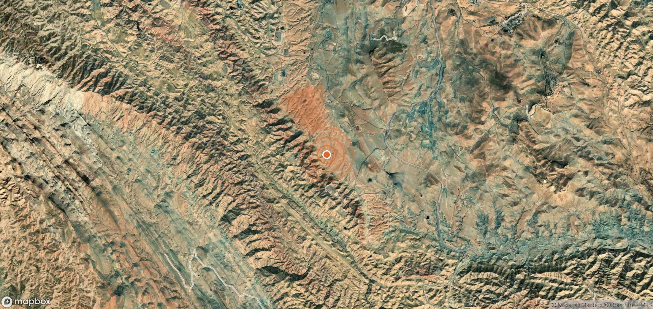 Satellite map of methane plume locations in Iran