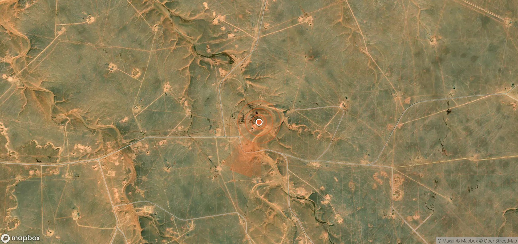 Satellite map of methane plume locations in Algeria