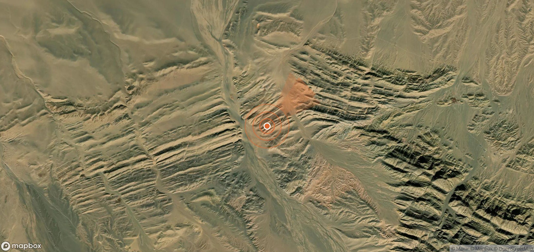 Satellite map of methane plume locations in Mongolia