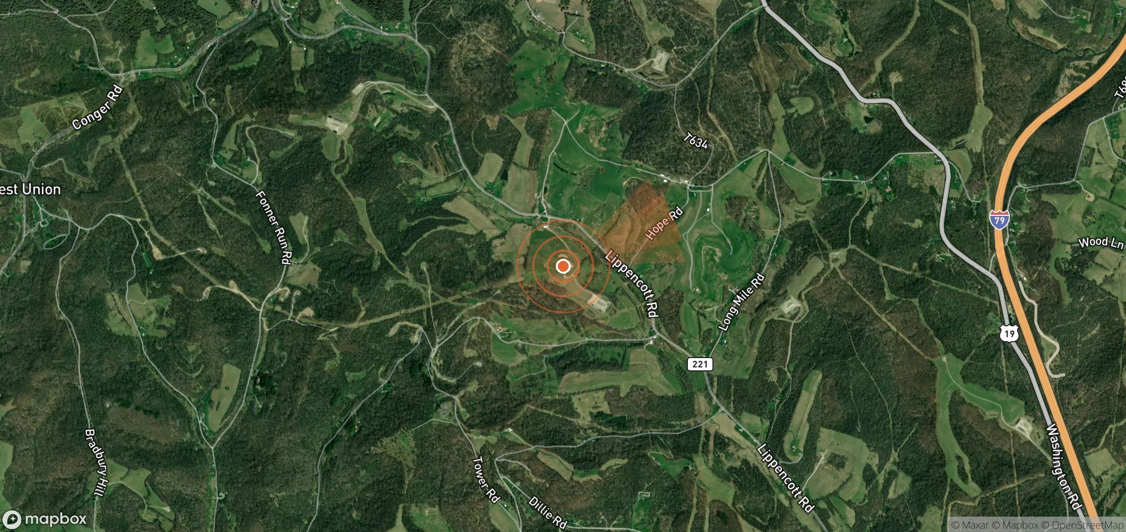 Satellite map of methane plume locations in United States
