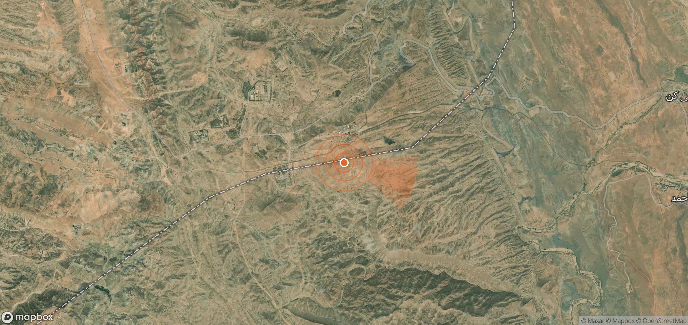 Mapa satelital de plumas de metano en Irán