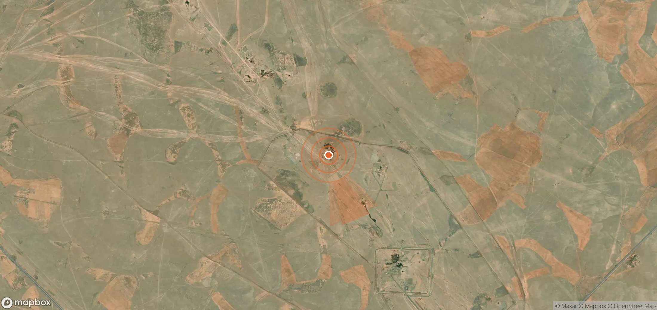 Mapa satelital de plumas de metano en Siria