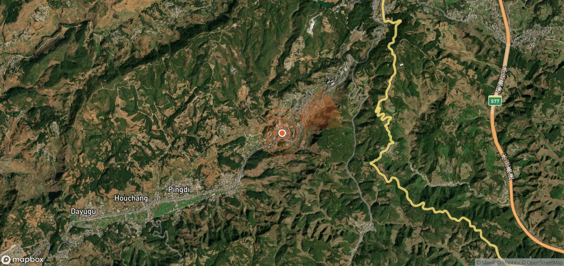Mapa satelital de plumas de metano en China