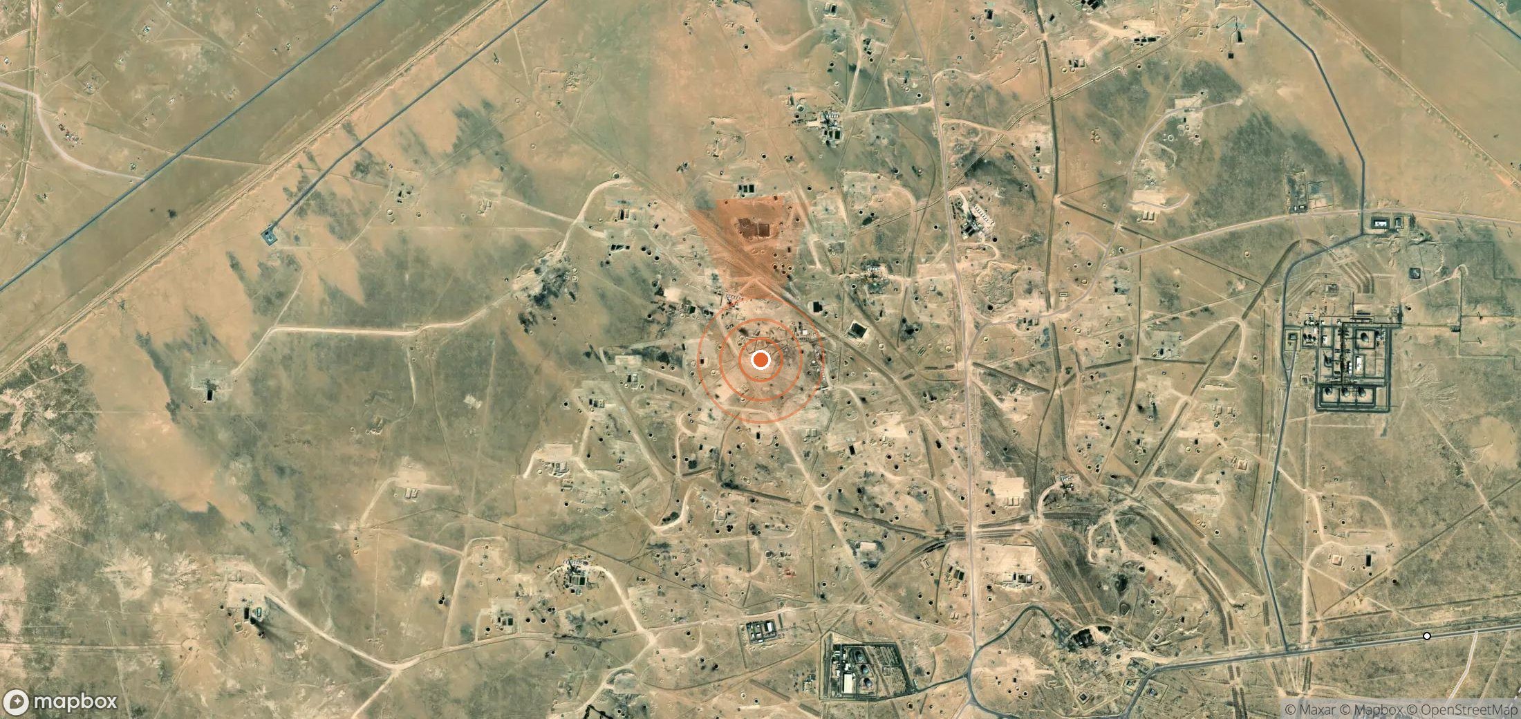 Mapa satelital de plumas de metano en Kuwait