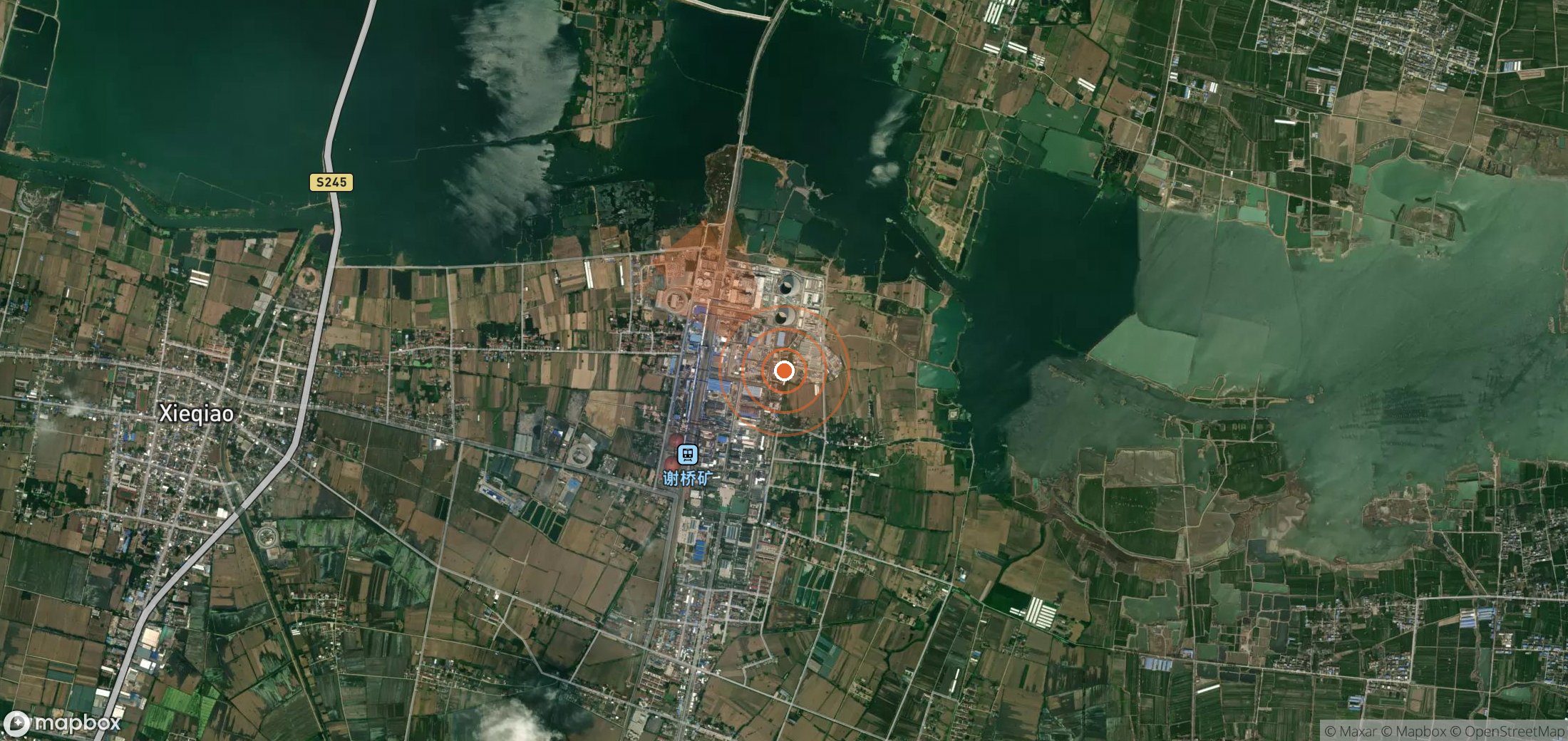 Mapa satelital de plumas de metano en China