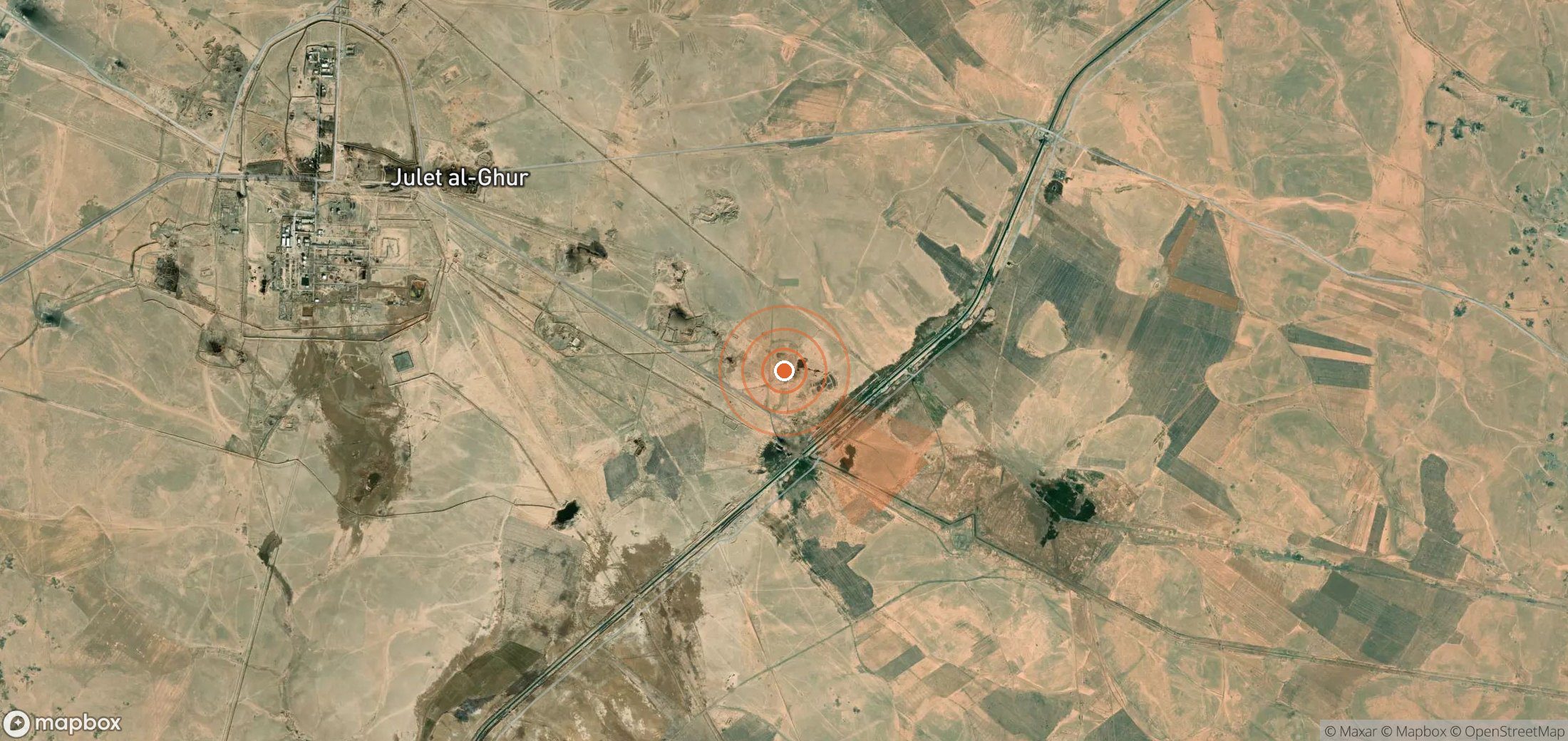 Satellite map of methane plume locations in Syria