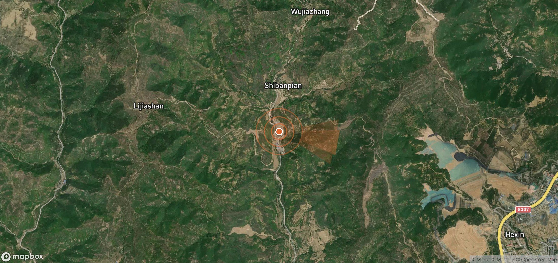 Satellite map of methane plume locations in China