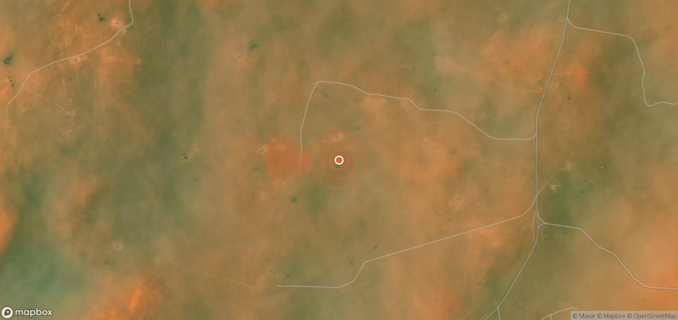 Mapa satelital de plumas de metano en Argelia
