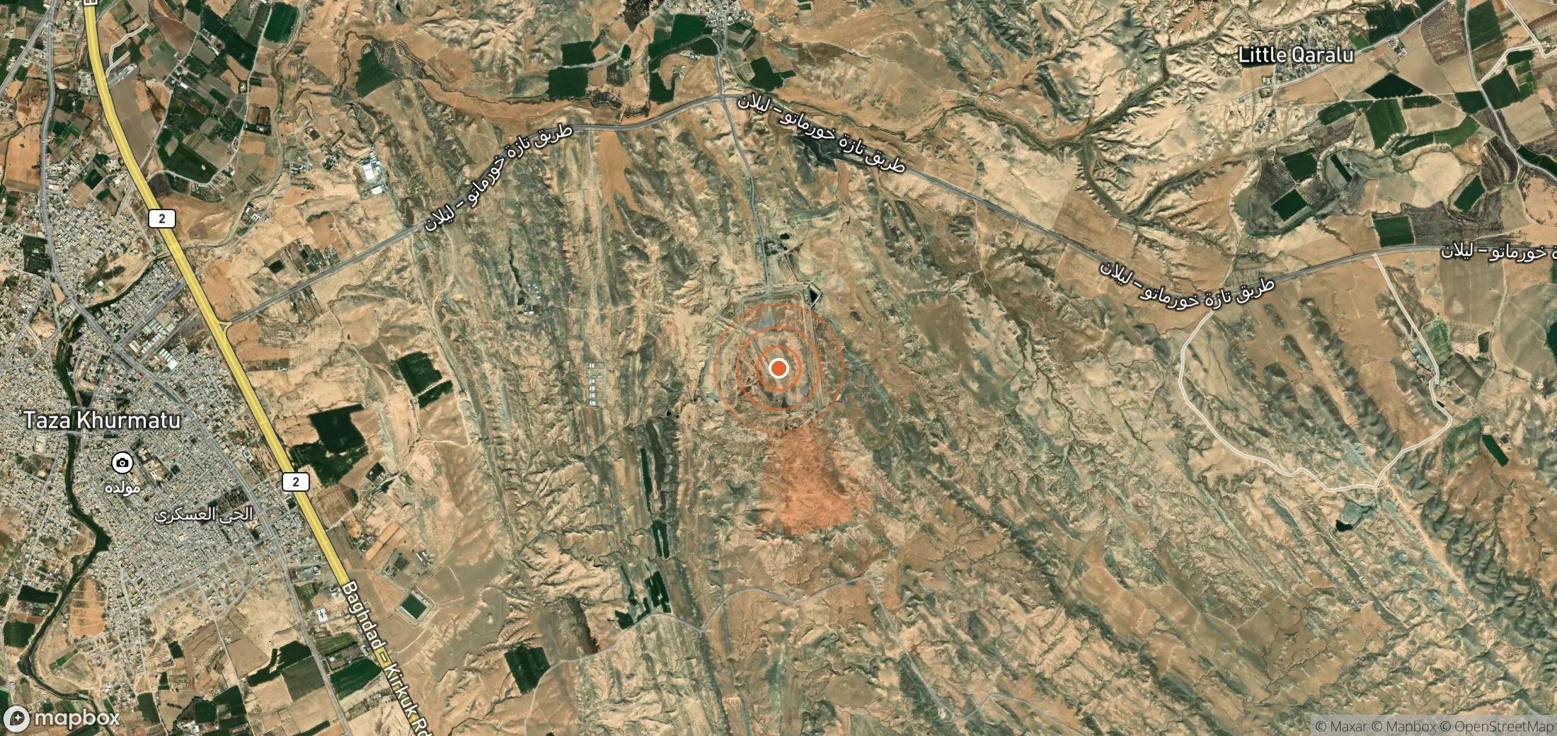 Mapa satelital de plumas de metano en Irak