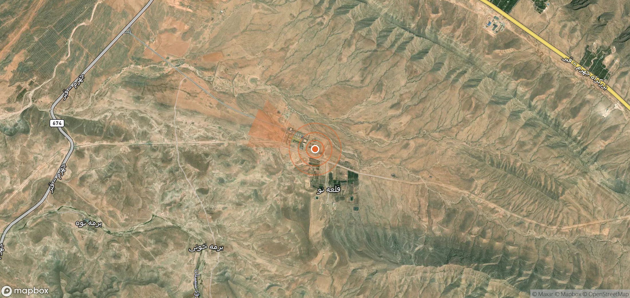 Mapa satelital de plumas de metano en Irán