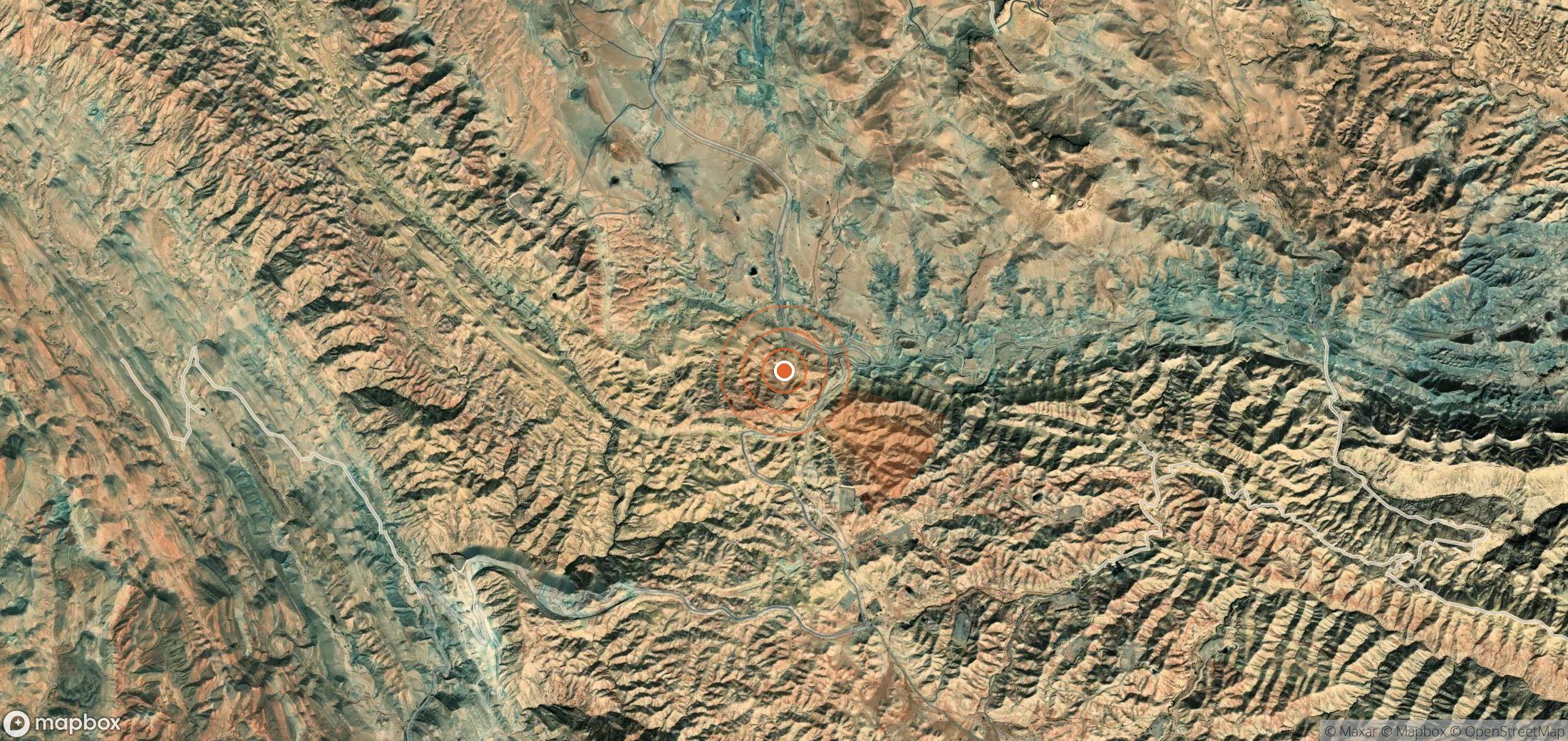 Satellite map of methane plume locations in Iran