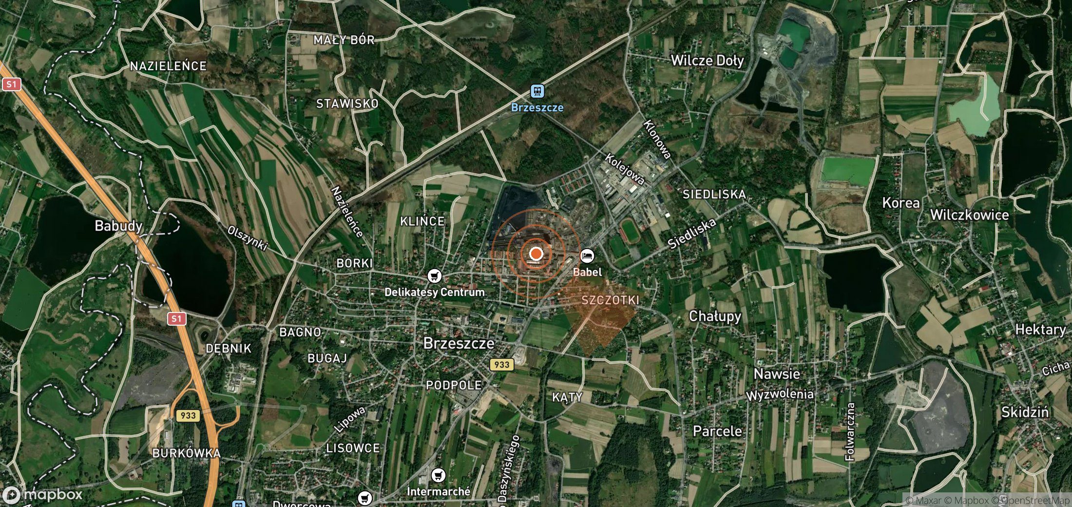 Satellite map of methane plume locations in Poland