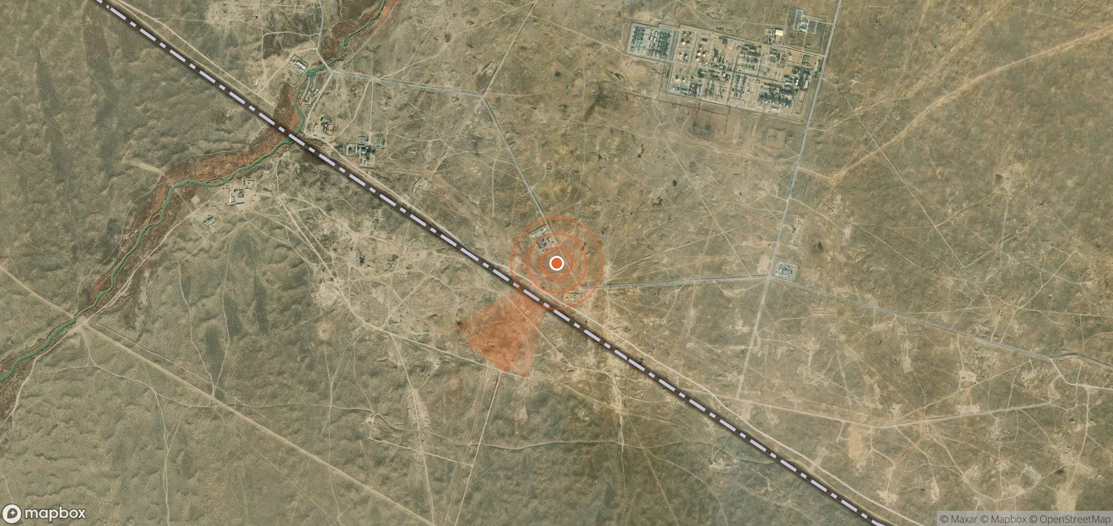 Satellite map of methane plume locations in Uzbekistan