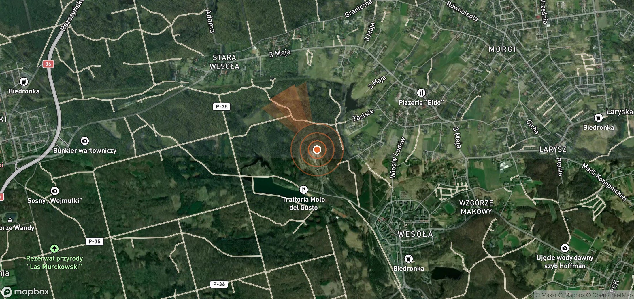 Satellite map of methane plume locations in Poland