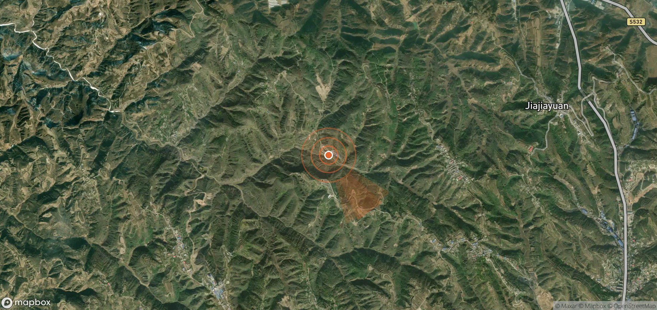 Mapa satelital de plumas de metano en China