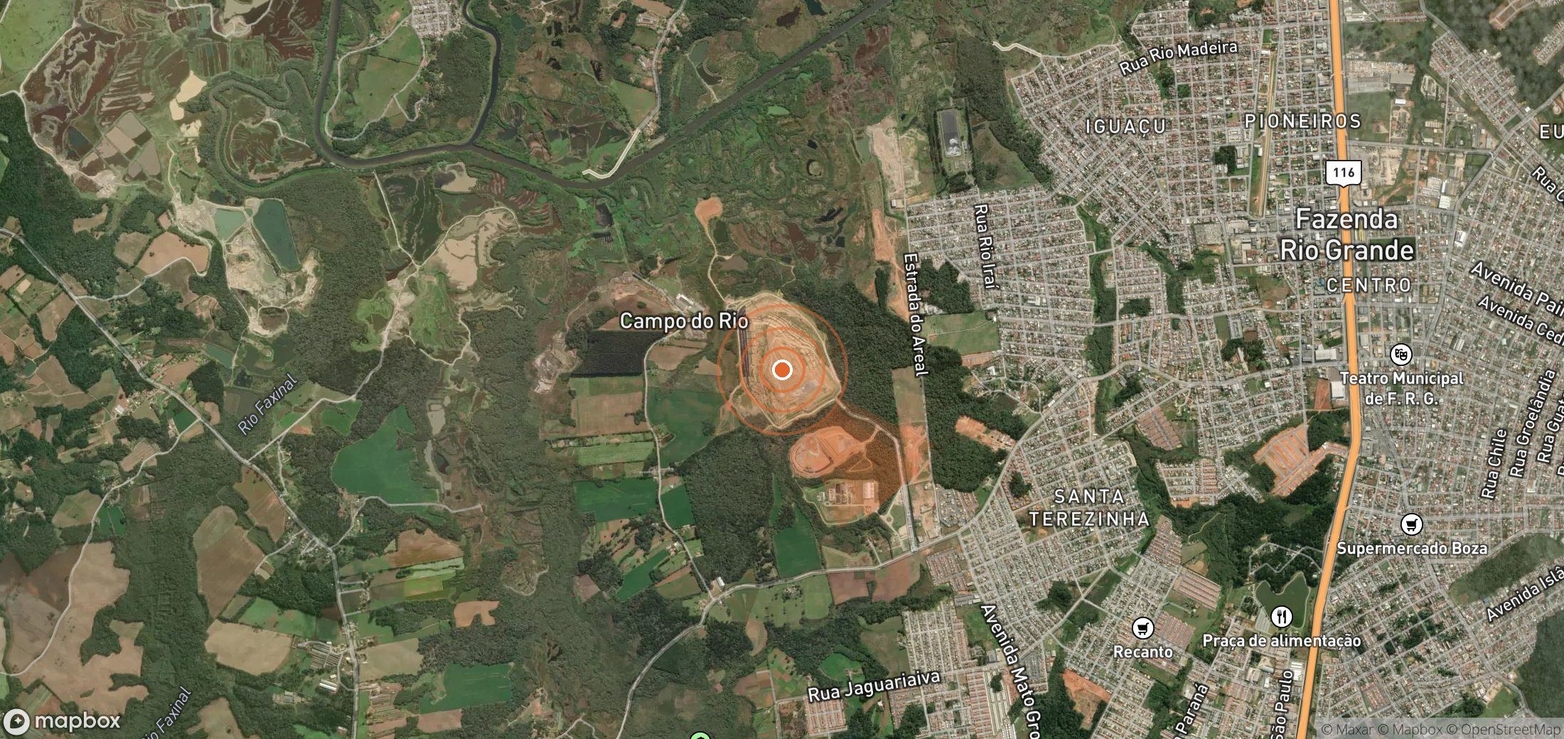 Satellite map of methane plume locations in Brazil