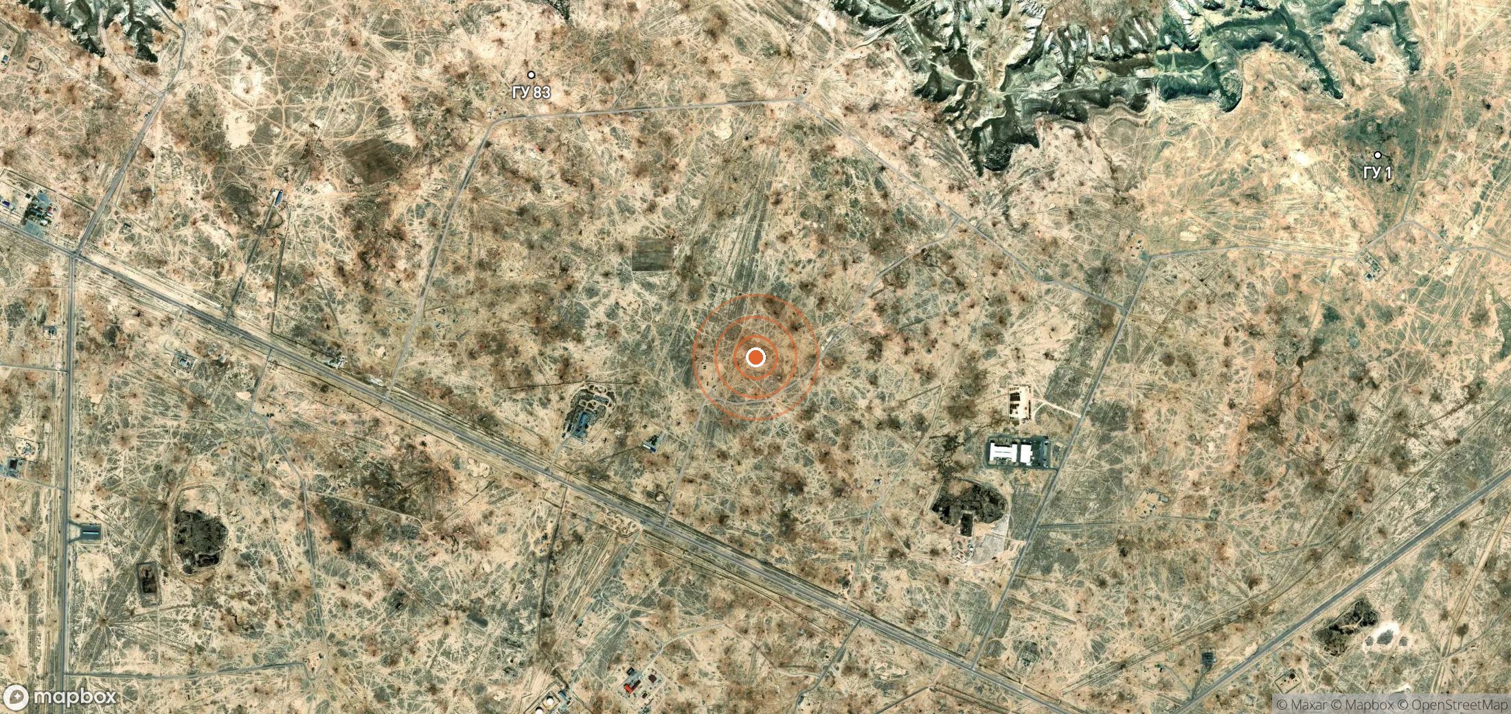 Mapa satelital de plumas de metano en Kazajistán