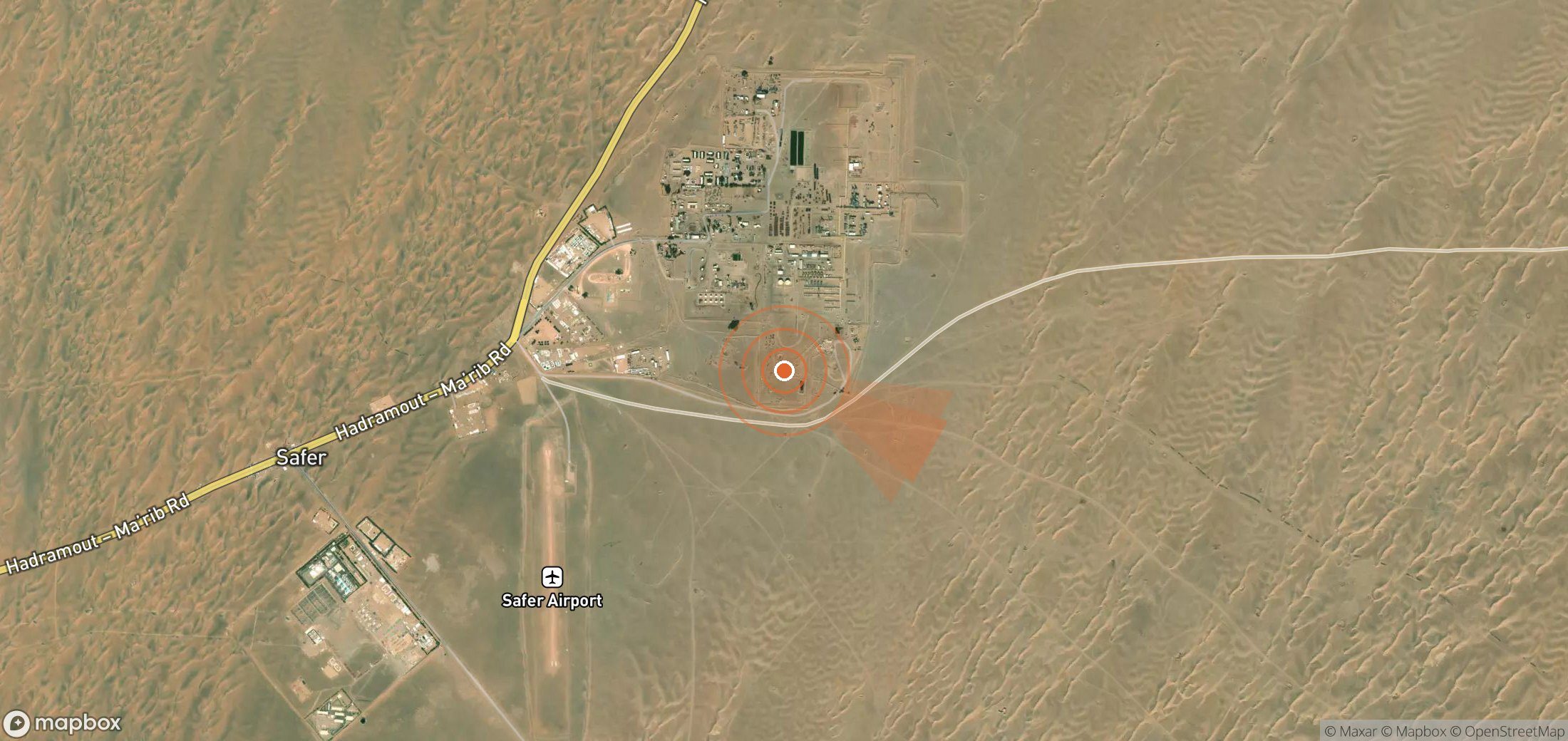 Mapa satelital de plumas de metano en Yemen