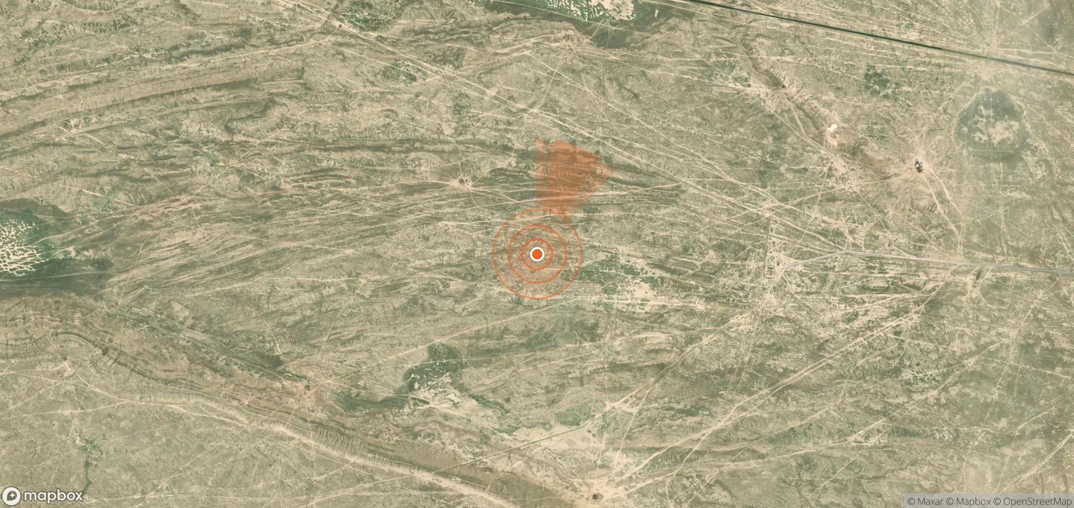 Satellite map of methane plume locations in Kazakhstan