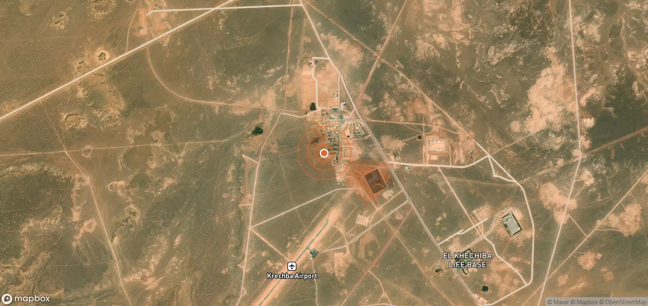 Mapa satelital de plumas de metano en Argelia