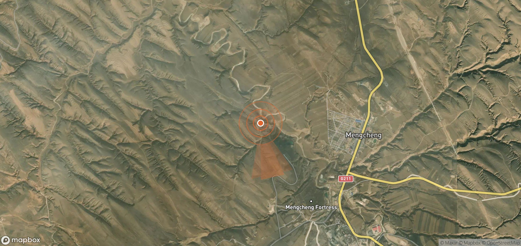 Satellite map of methane plume locations in China