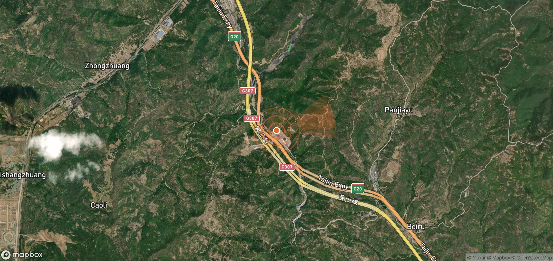 Satellite map of methane plume locations in China