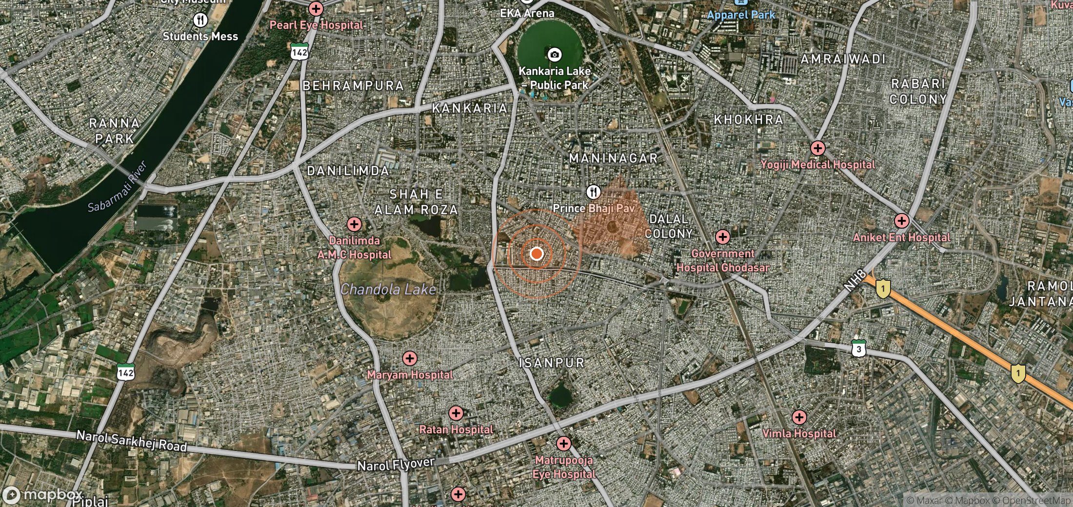 Satellite map of methane plume locations in India