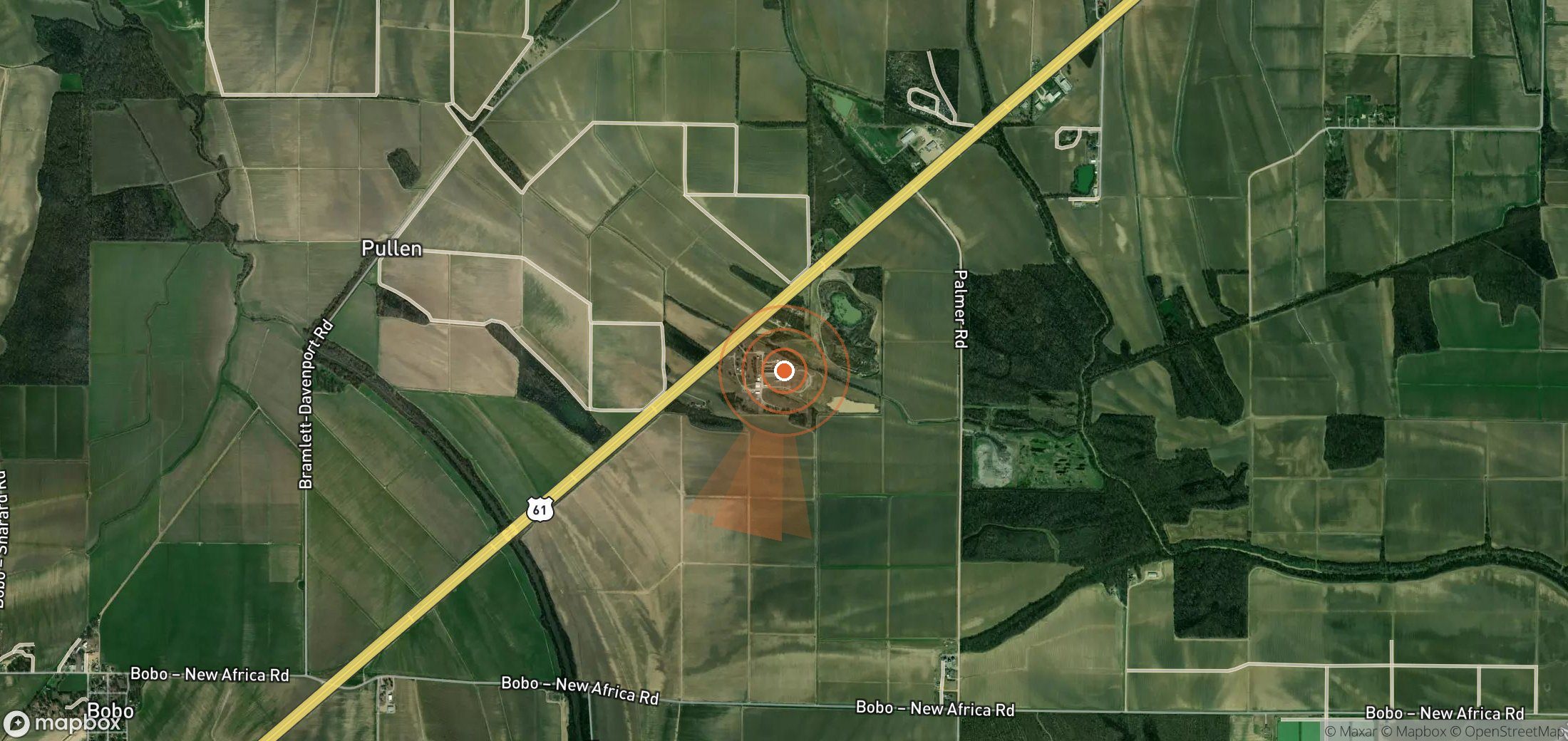 Satellite map of methane plume locations in United States