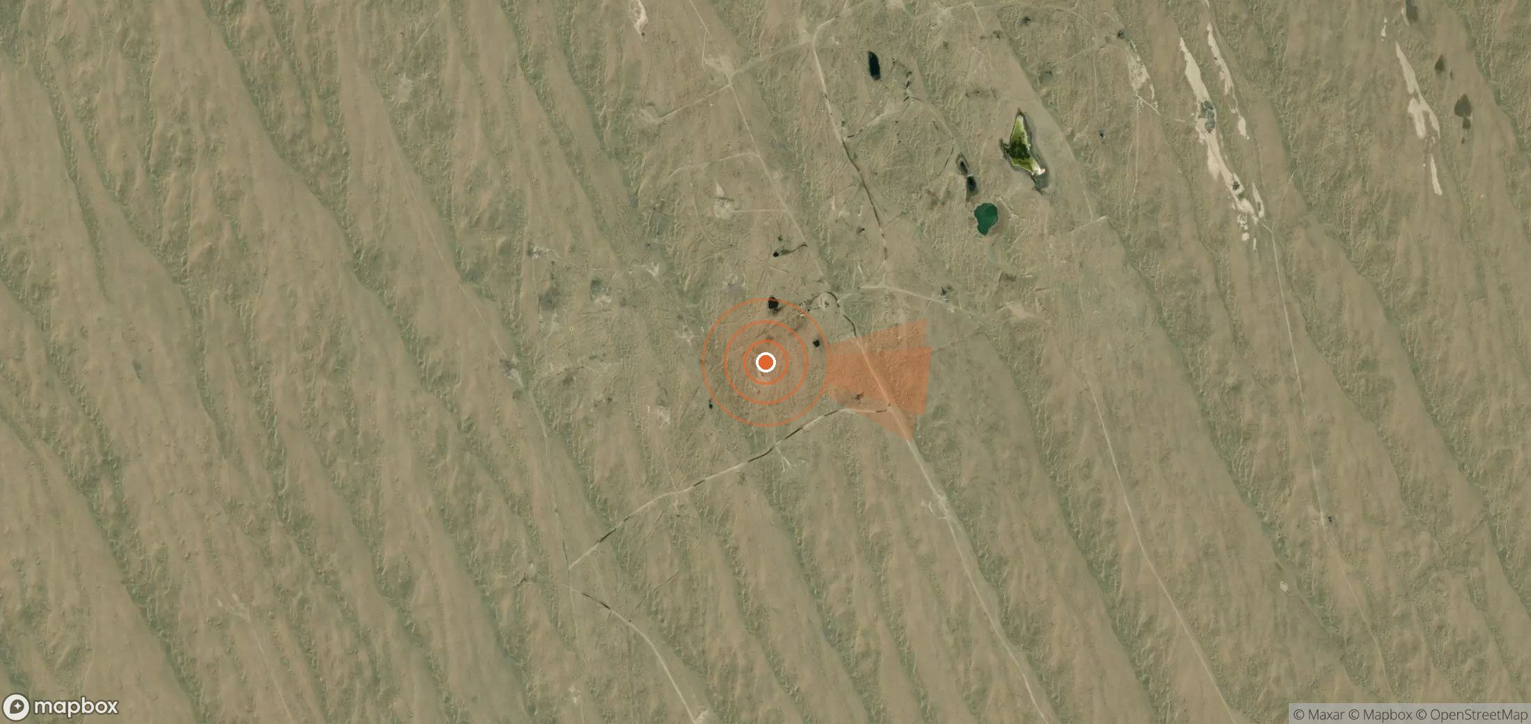 Mapa satelital de plumas de metano en Turkmenistán