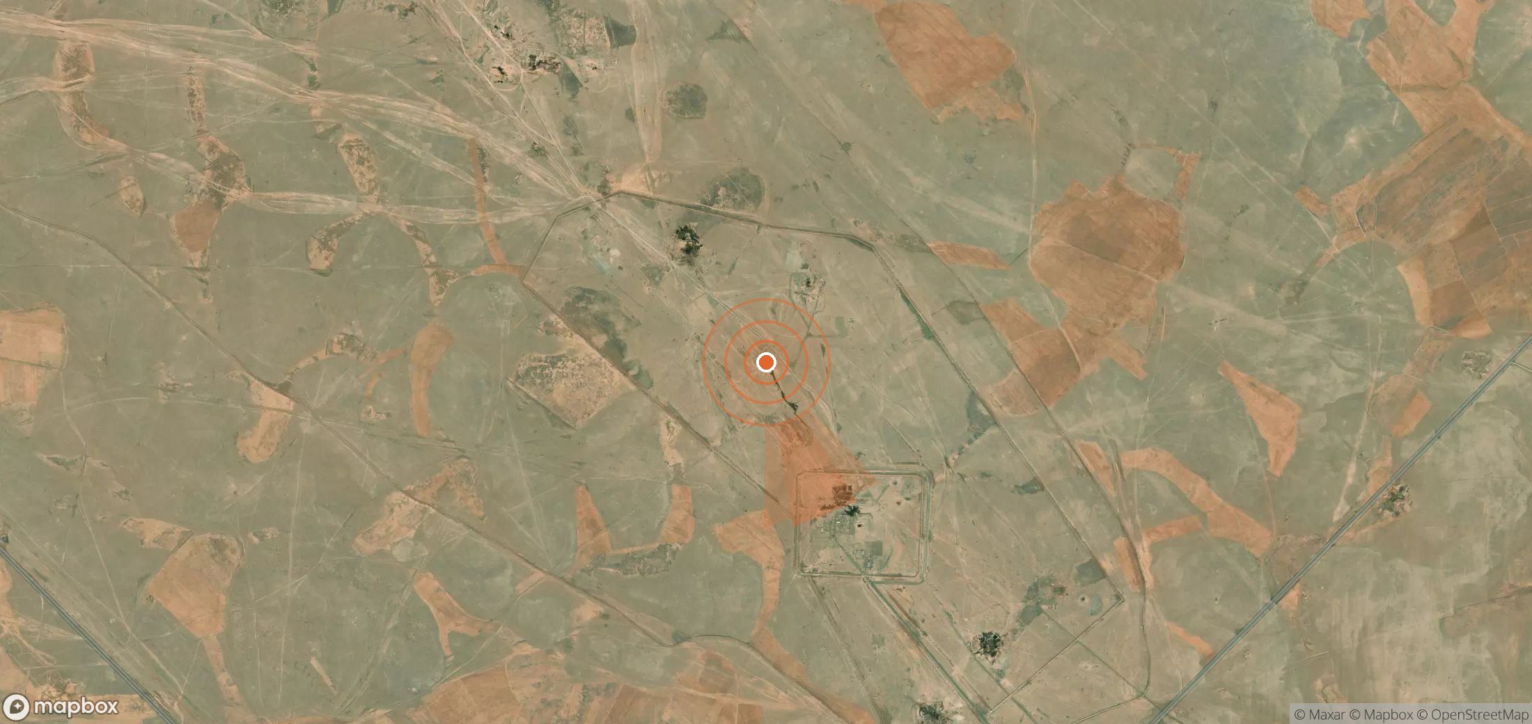 Satellite map of methane plume locations in Syria