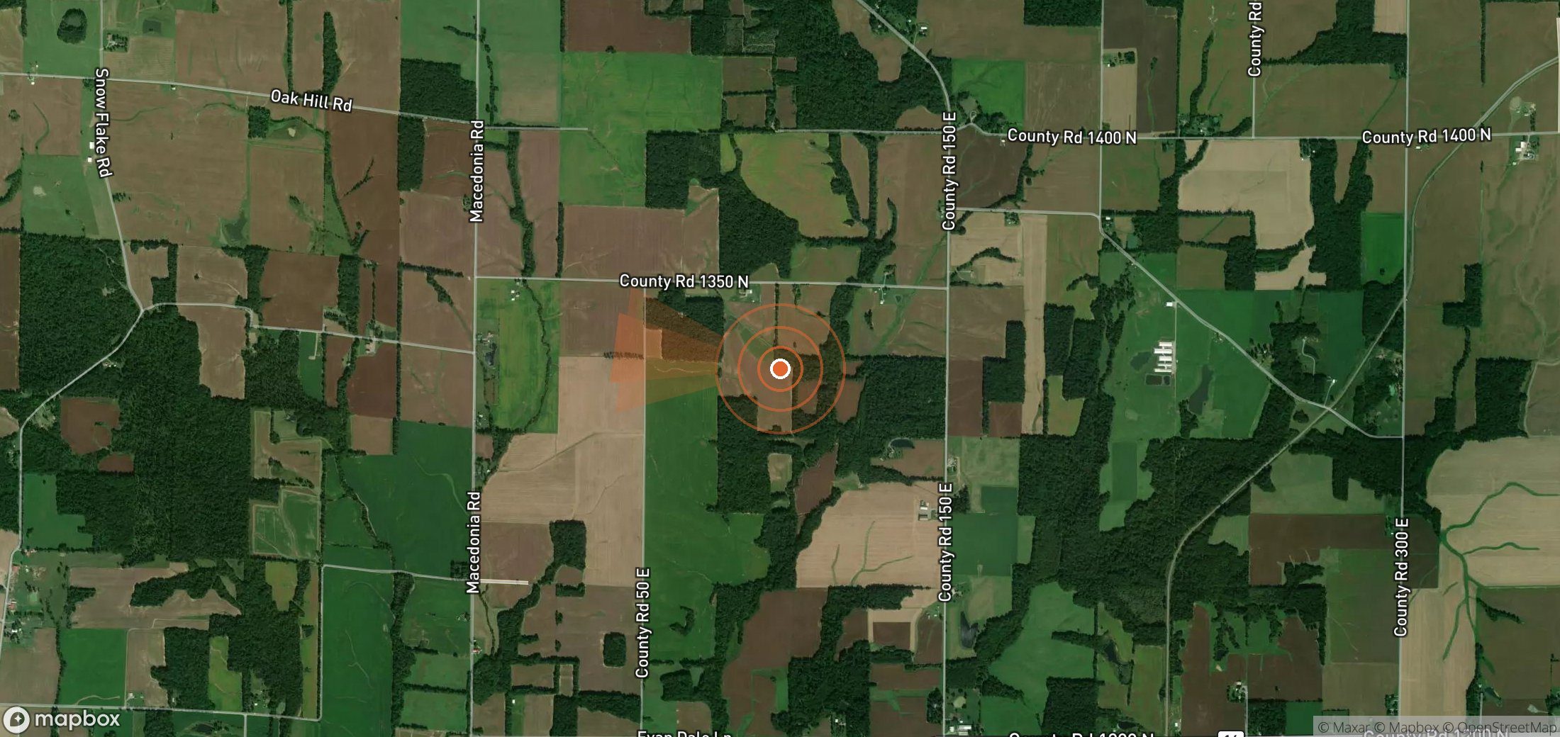 Satellite map of methane plume locations in United States