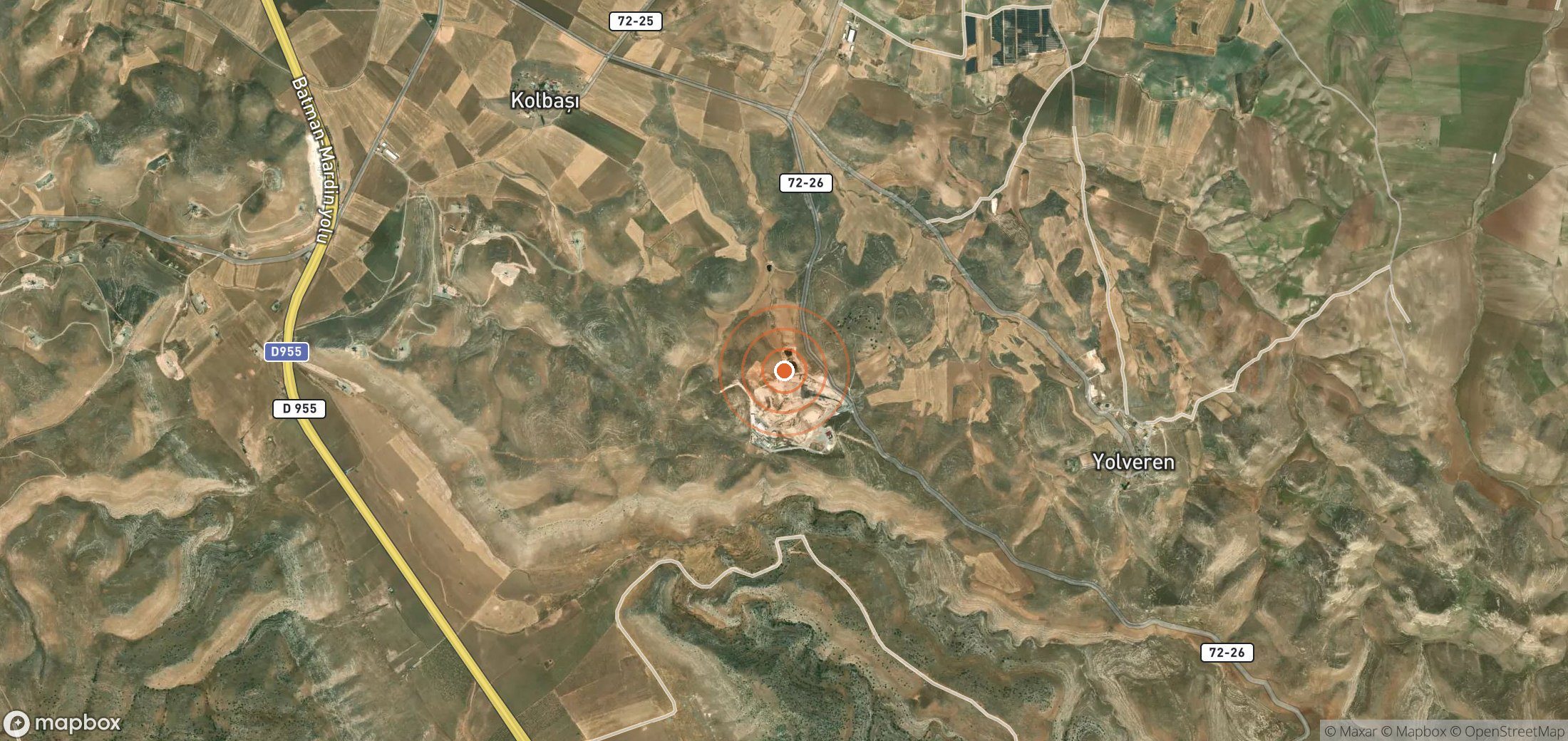 Satellite map of methane plume locations in Türkiye