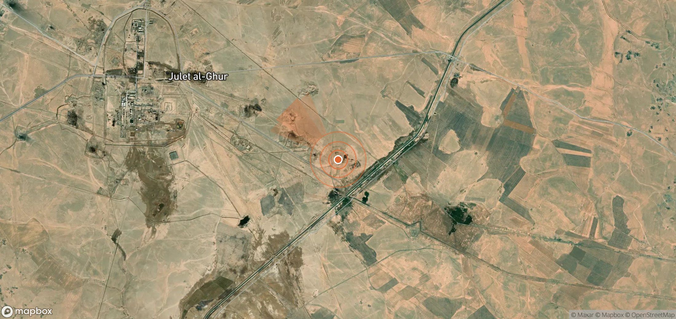Satellite map of methane plume locations in Syria