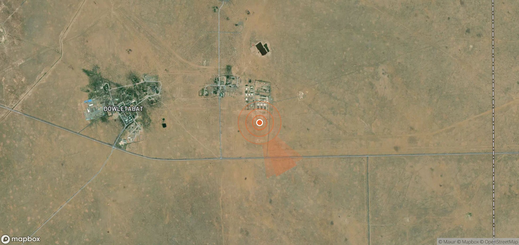 Satellite map of methane plume locations in Turkmenistan