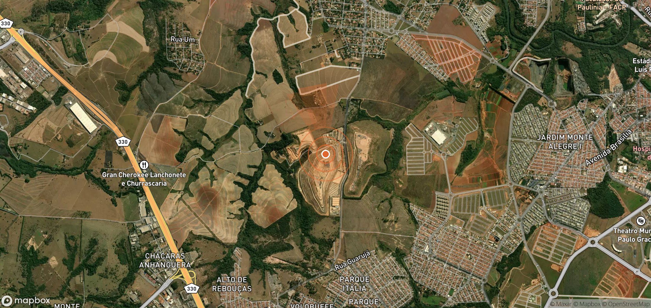 Mapa satelital de plumas de metano en Brasil