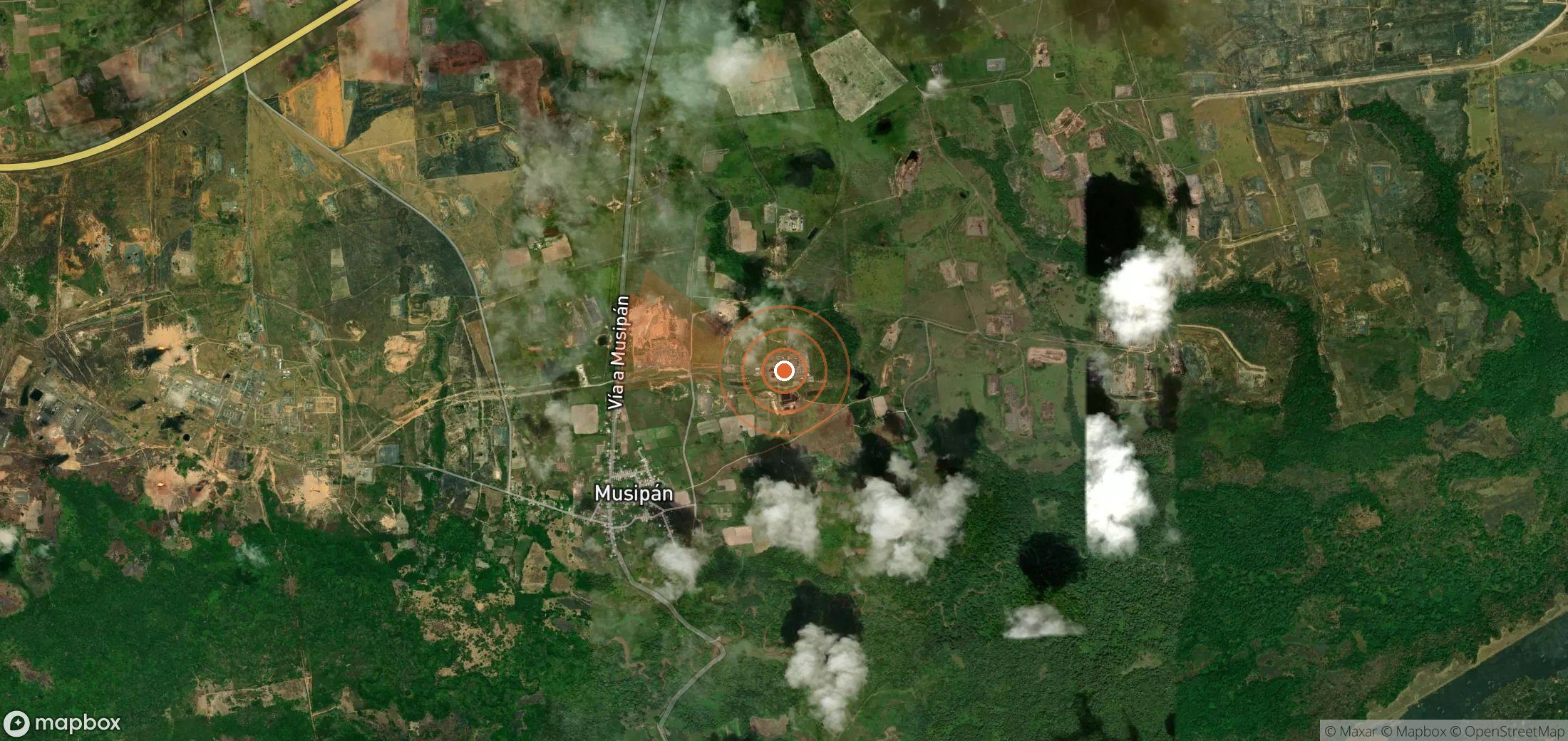 Mapa satelital de plumas de metano en Venezuela