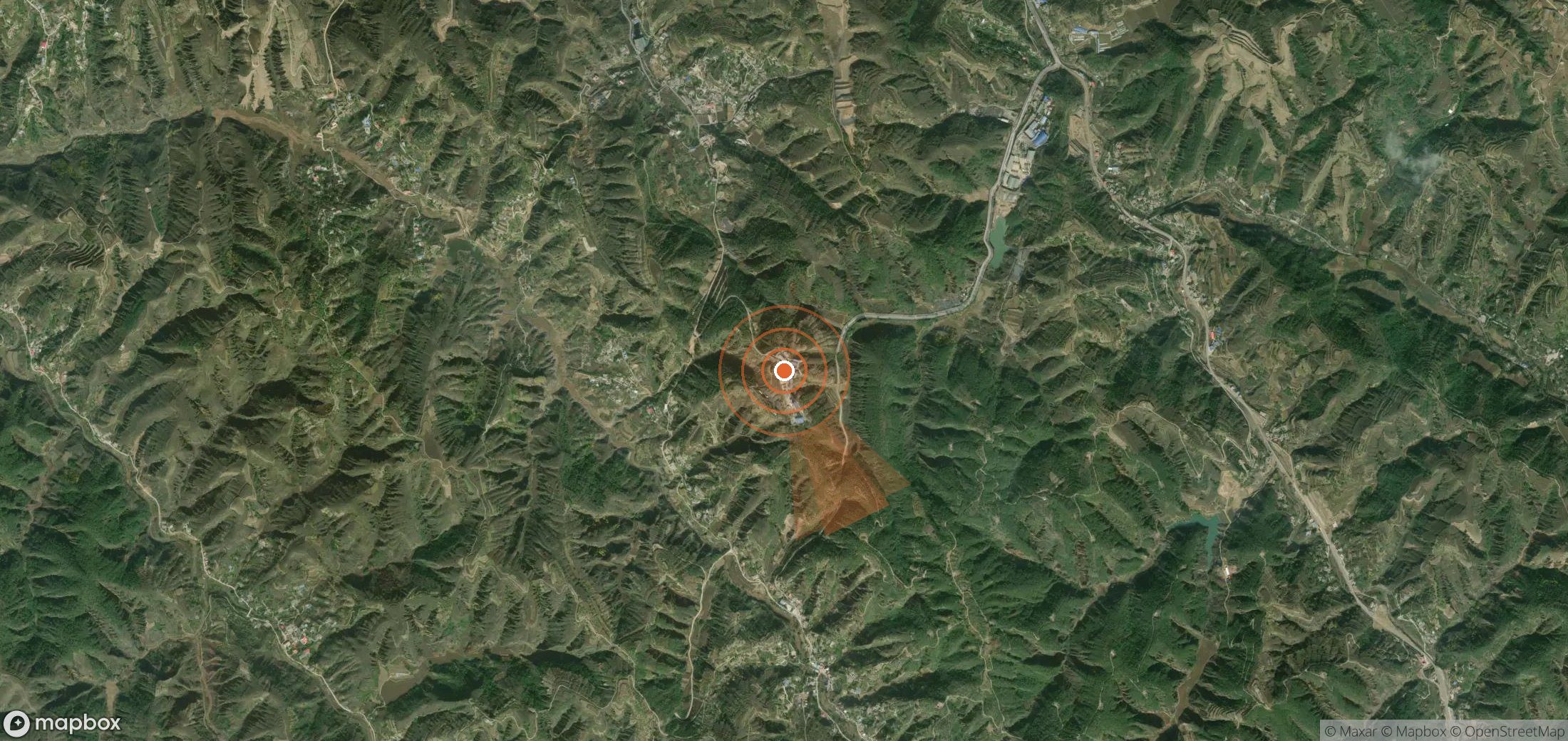 Mapa satelital de plumas de metano en China