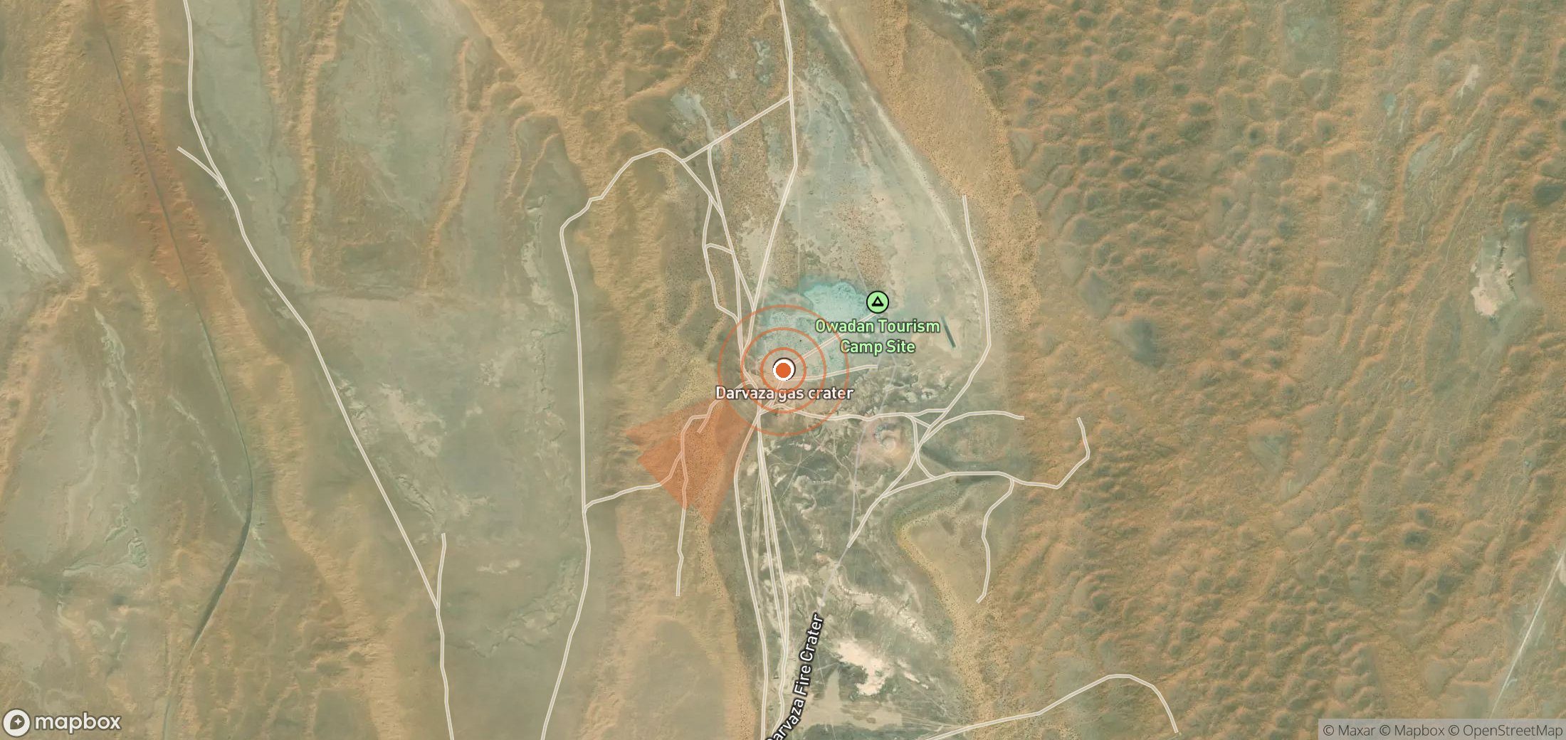 Satellite map of methane plume locations in Turkmenistan