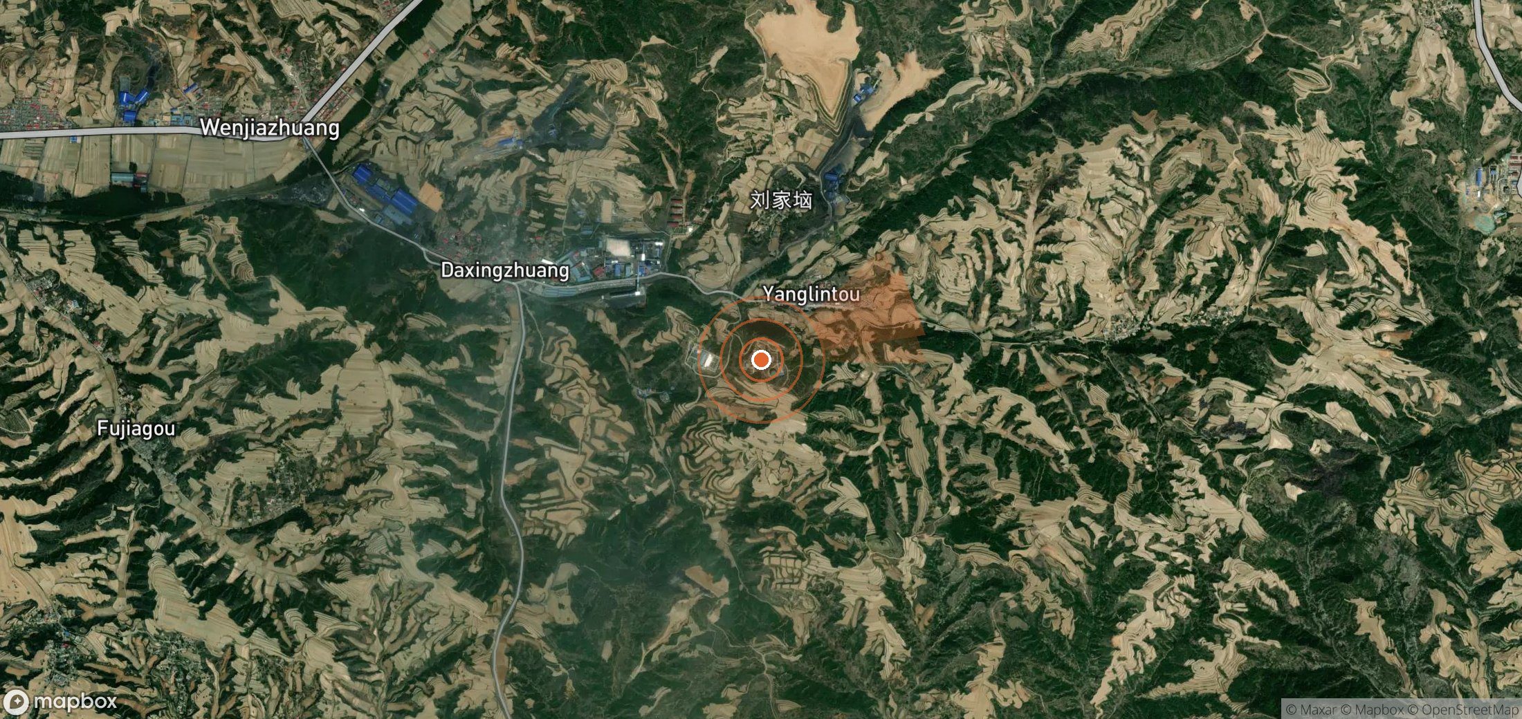 Satellite map of methane plume locations in China